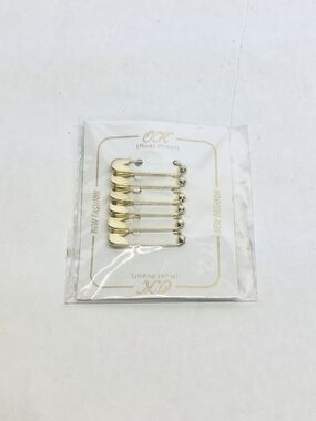 OK | Gold Tone Safety Pin Set Rust Proof Decorative Pins 6 Pack New 1 In